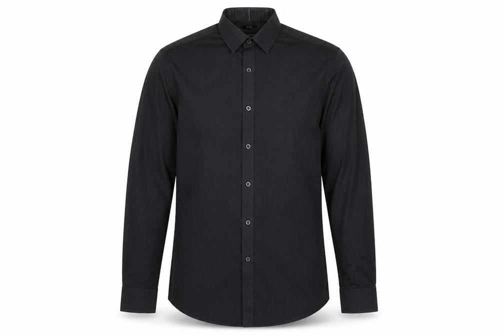 Mens UK Size 15.5 F&F Black  Button-Up Long Sleeve Casual Shirt