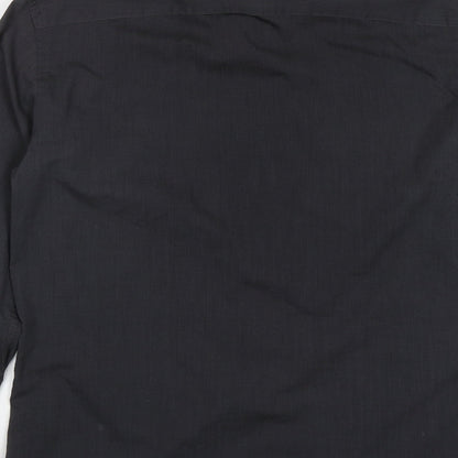 F&F Mens Black  Polyester  Button-Up Size 15.5 Collared Button