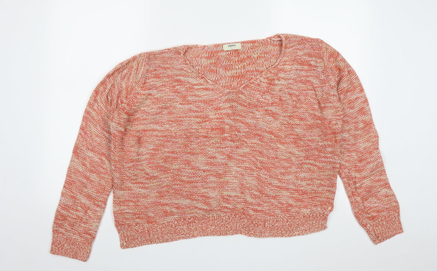 Womens UK Size L Papaya Orange Pullover Jumper