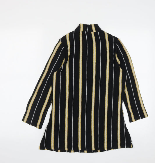 F&F Womens Multicoloured High Neck Striped Viscose Pullover Jumper Size 14