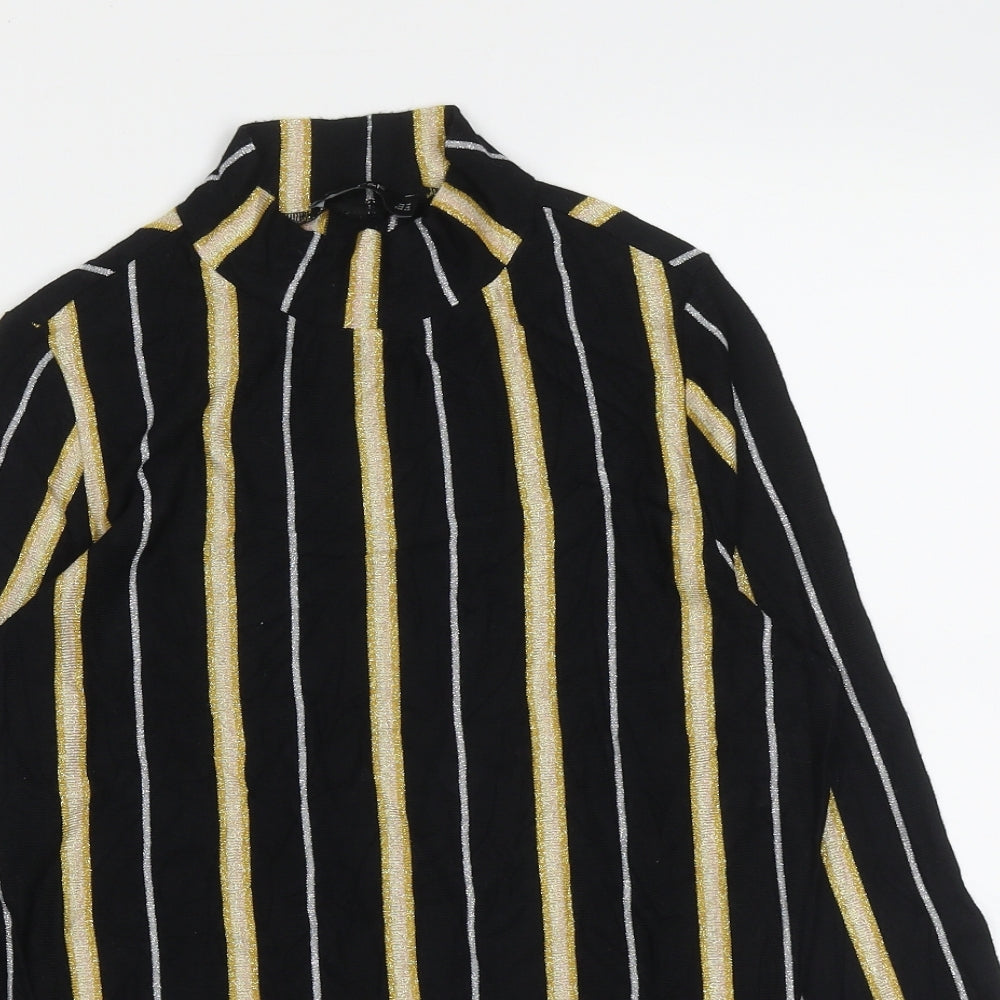 F&F Womens Multicoloured High Neck Striped Viscose Pullover Jumper Size 14