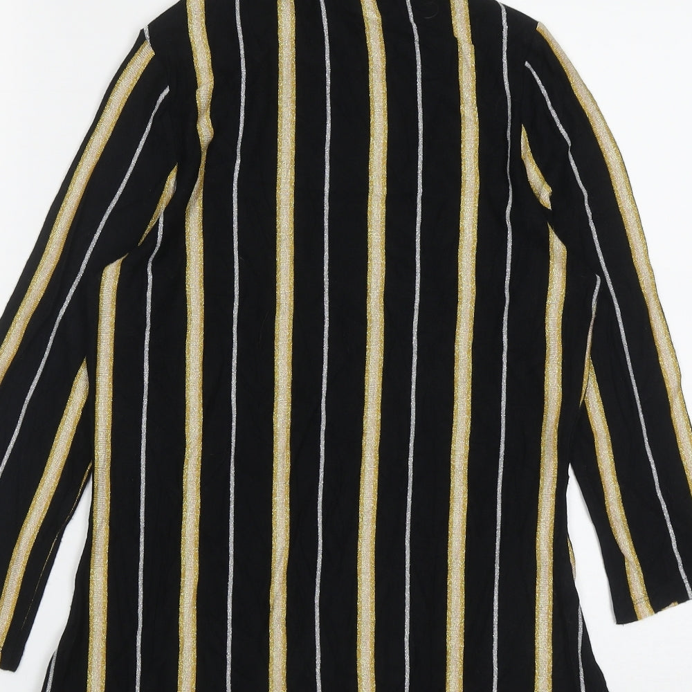 F&F Womens Multicoloured High Neck Striped Viscose Pullover Jumper Size 14