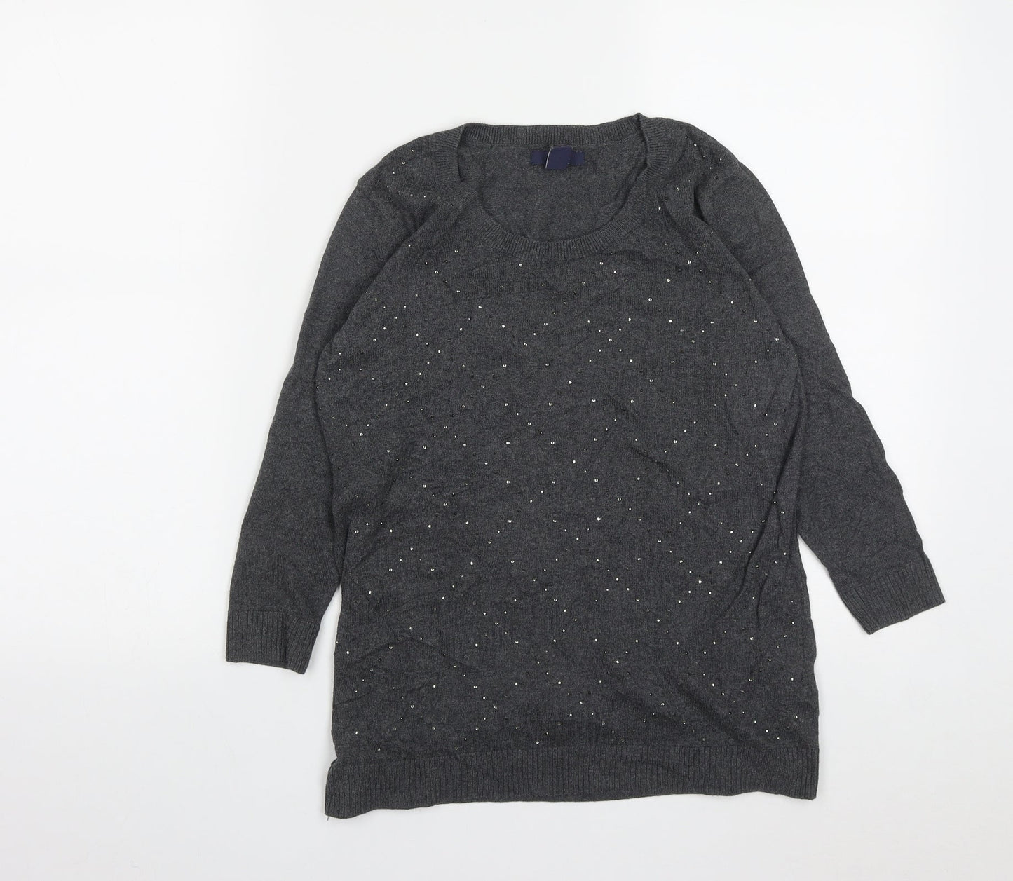 Gap Womens Grey Round Neck  Cotton Pullover Jumper Size XS