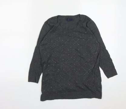 Gap Womens Grey Round Neck  Cotton Pullover Jumper Size XS