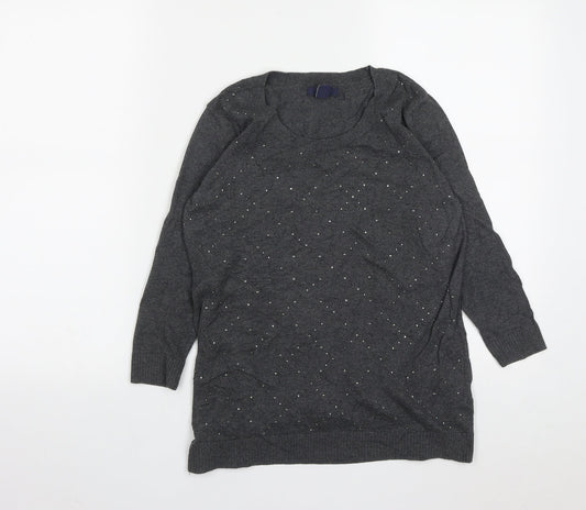 Gap Womens Grey Round Neck  Cotton Pullover Jumper Size XS