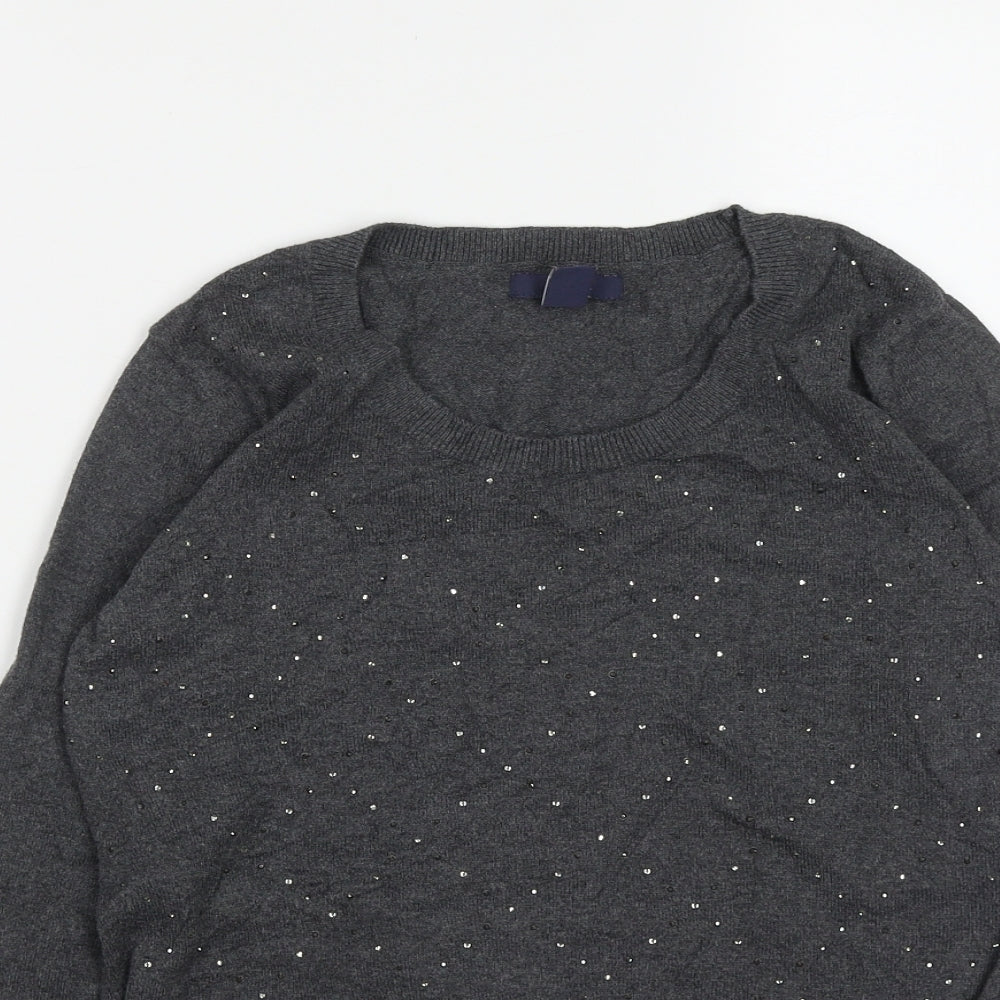 Gap Womens Grey Round Neck  Cotton Pullover Jumper Size XS