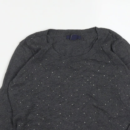 Gap Womens Grey Round Neck  Cotton Pullover Jumper Size XS