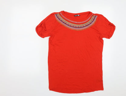 Womens UK Size 10 Pep&Co Red Basic T-Shirt