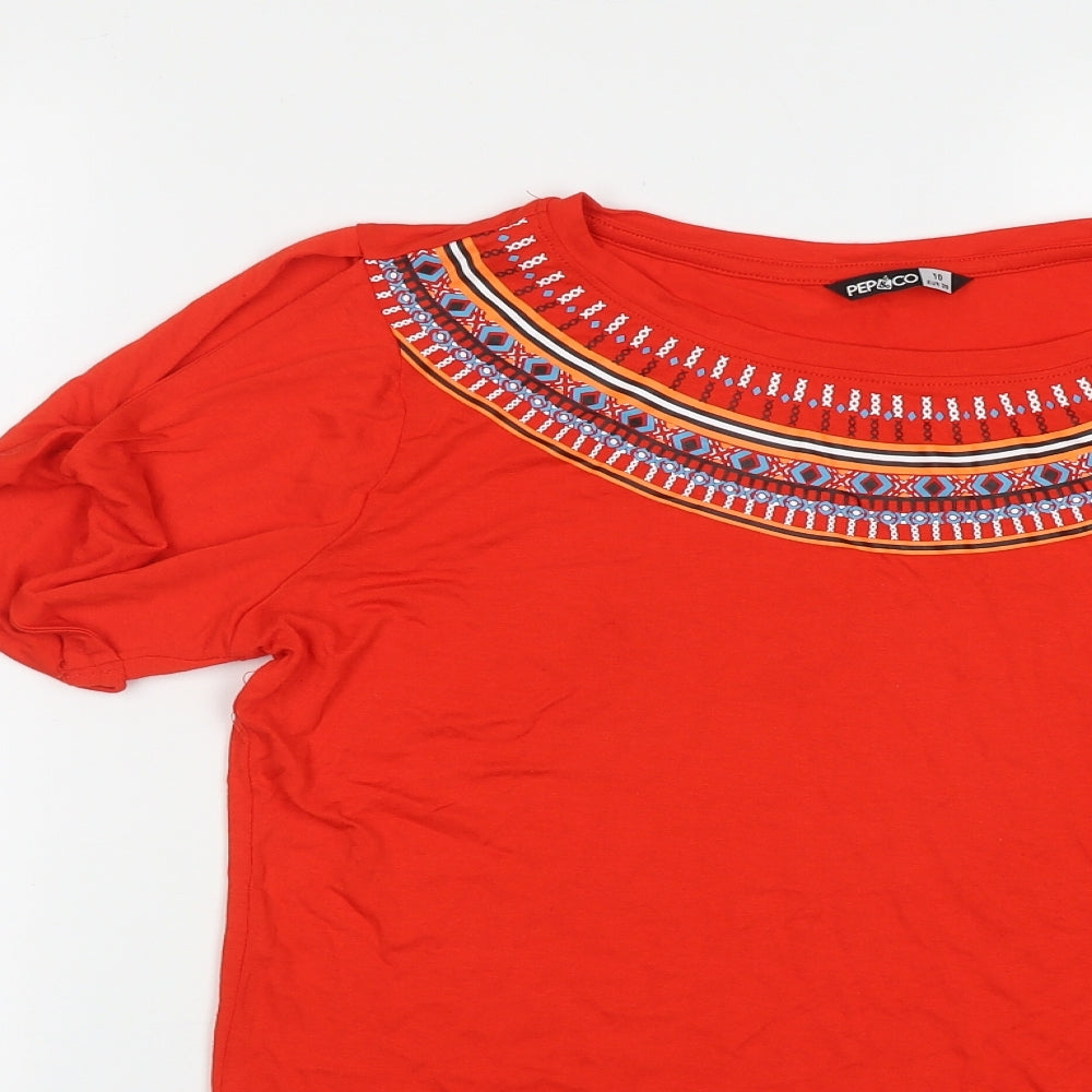 Womens UK Size 10 Pep&Co Red Basic T-Shirt