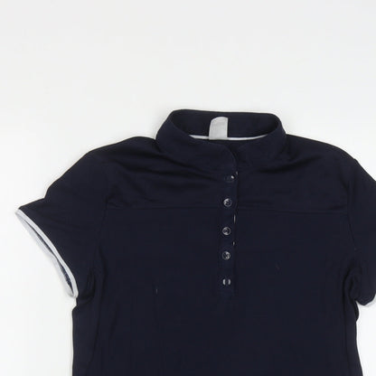 DECATHLON Womens Blue  Cotton Basic T-Shirt Size M Collared Button