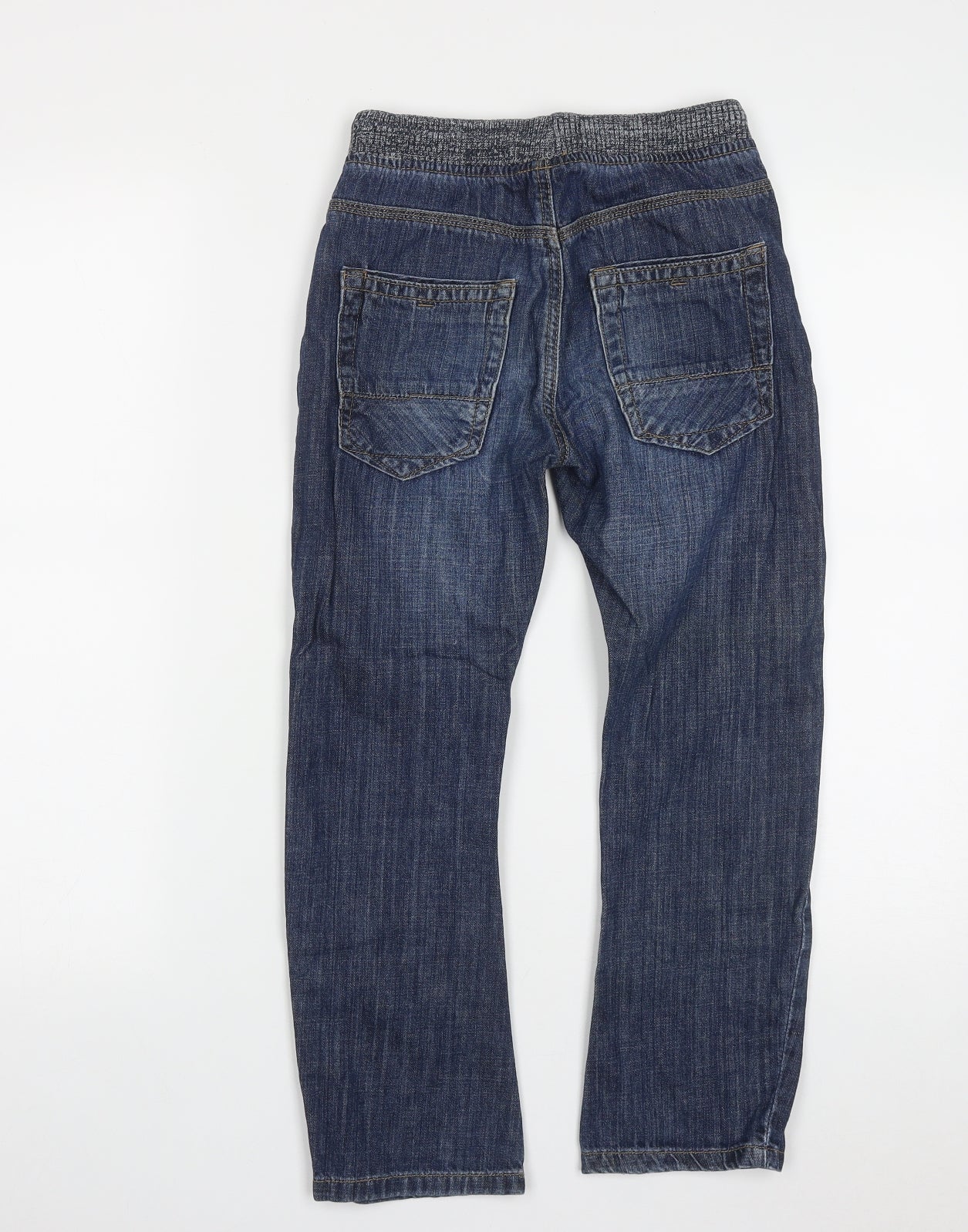Matalan Boys Blue  Cotton Straight Jeans Size 9 Months L22 in Regular Drawstring