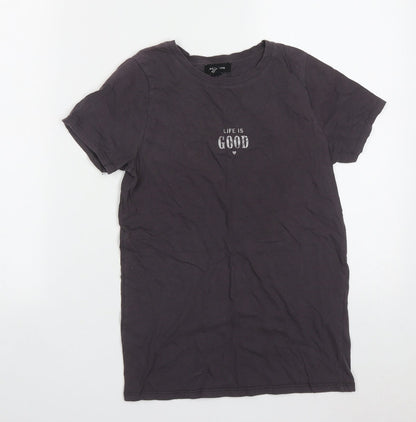 Womens UK Size 6 New Look Purple Basic T-Shirt