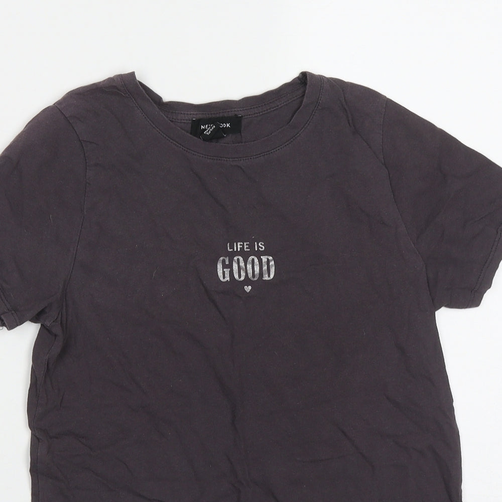 Womens UK Size 6 New Look Purple Basic T-Shirt