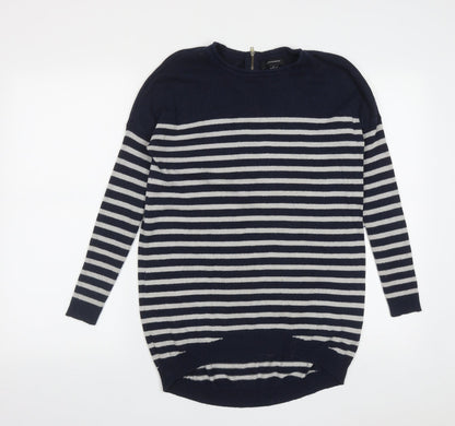 Primark Womens Multicoloured Round Neck Striped Cotton Pullover Jumper Size S
