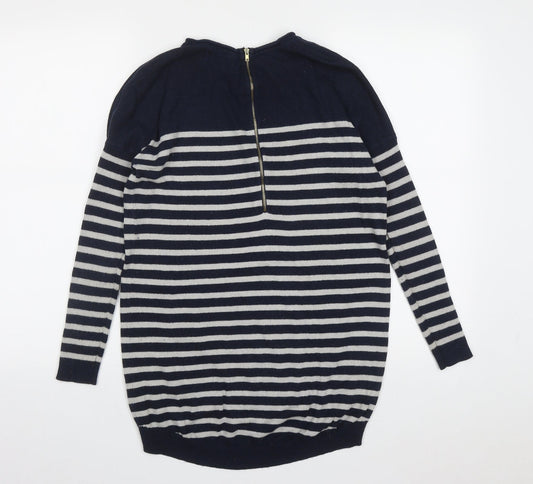 Primark Womens Multicoloured Round Neck Striped Cotton Pullover Jumper Size S