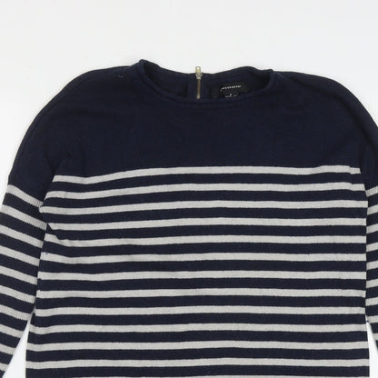 Primark Womens Multicoloured Round Neck Striped Cotton Pullover Jumper Size S