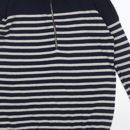 Primark Womens Multicoloured Round Neck Striped Cotton Pullover Jumper Size S