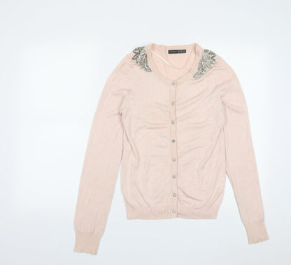 Atmosphere Womens Purple Round Neck  Viscose Cardigan Jumper Size 8