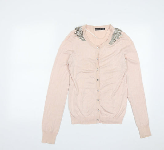 Atmosphere Womens Purple Round Neck  Viscose Cardigan Jumper Size 8