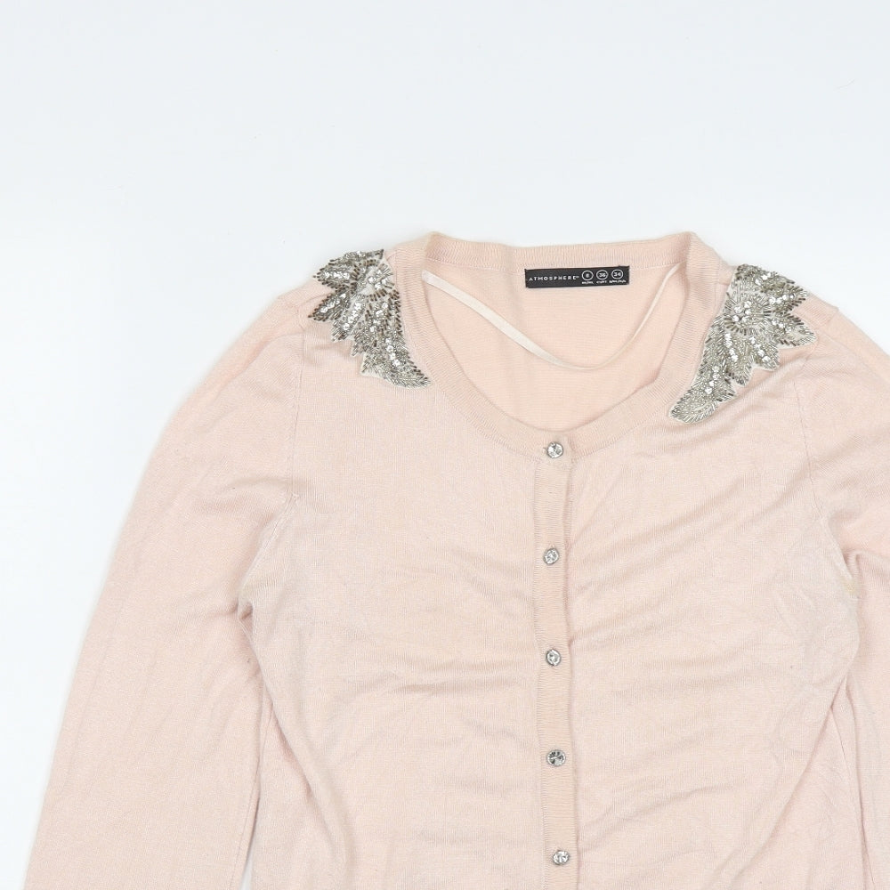 Atmosphere Womens Purple Round Neck  Viscose Cardigan Jumper Size 8