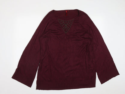 Love Scarlett Womens Purple V-Neck  Rayon Pullover Jumper Size XL