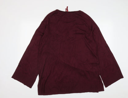 Love Scarlett Womens Purple V-Neck  Rayon Pullover Jumper Size XL