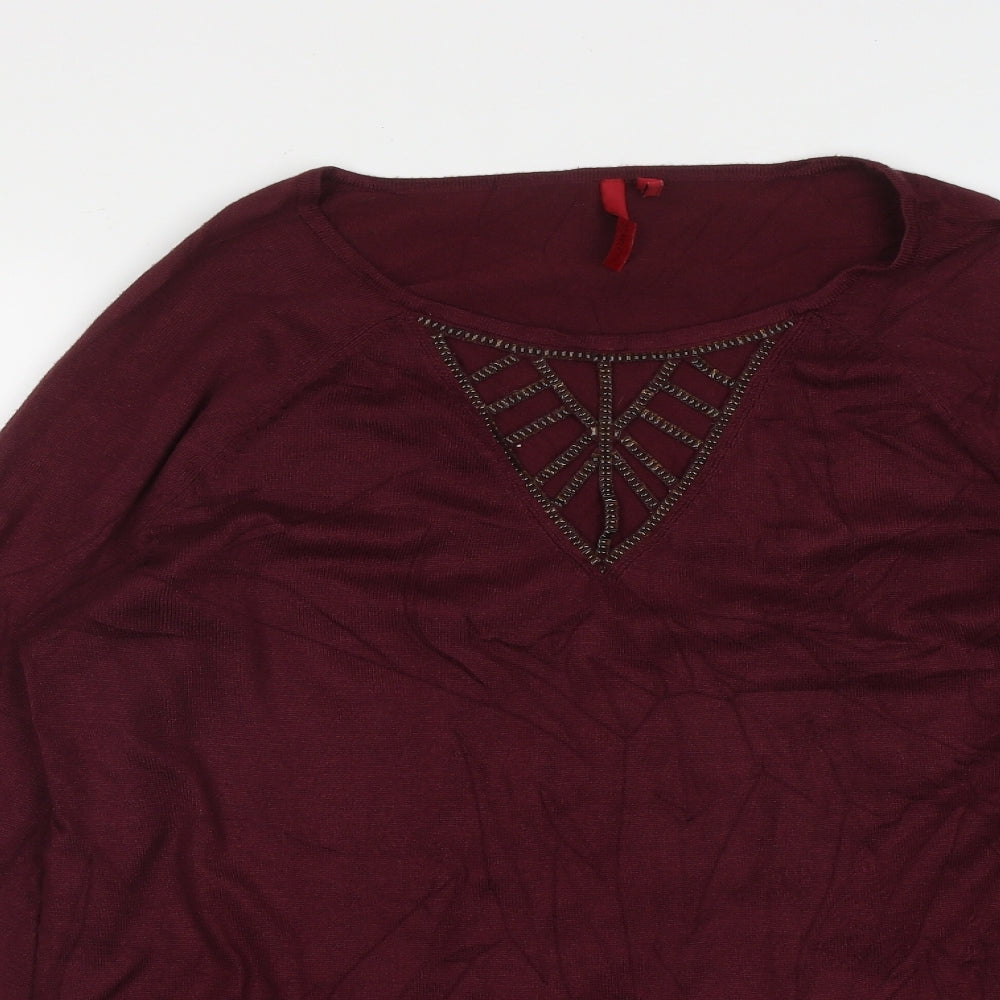 Love Scarlett Womens Purple V-Neck  Rayon Pullover Jumper Size XL