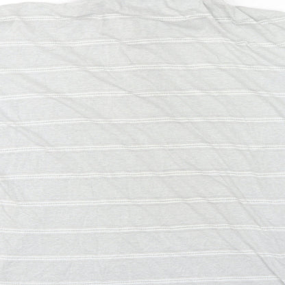 Preworn Mens Grey Striped Polyester  Polo Size L Collared