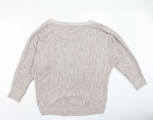 Womens UK Size L Peacocks Beige Pullover Jumper
