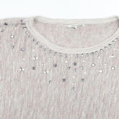 Womens UK Size L Peacocks Beige Pullover Jumper