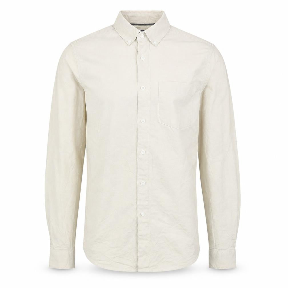 Mens UK Size XS Topman Beige  Button-Up Long Sleeve Casual Shirt