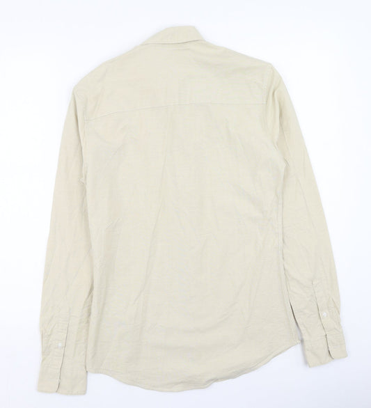 Topman Mens Beige  Cotton  Button-Up Size XS Collared