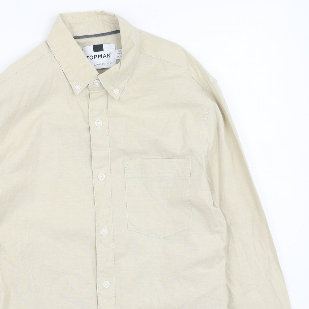 Topman Mens Beige  Cotton  Button-Up Size XS Collared