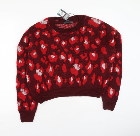 Primark  Womens Red Round Neck  Acrylic Pullover Jumper Size M