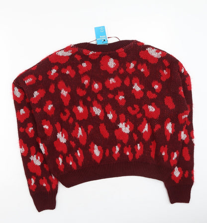Primark  Womens Red Round Neck  Acrylic Pullover Jumper Size M