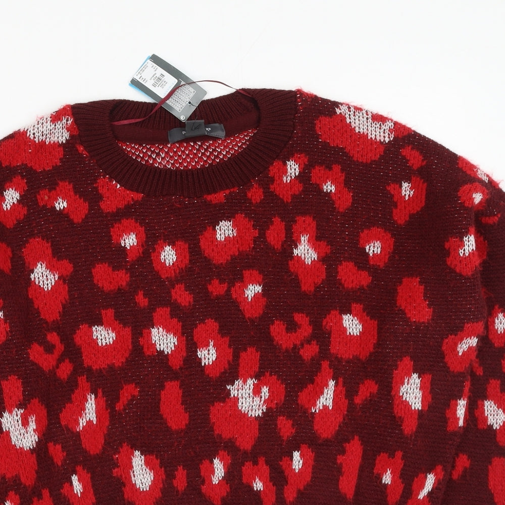 Primark  Womens Red Round Neck  Acrylic Pullover Jumper Size M