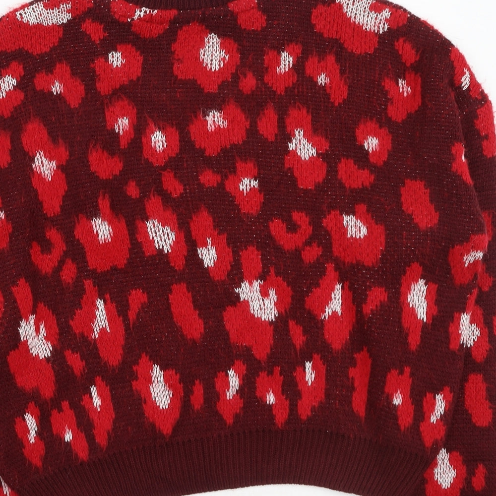 Primark  Womens Red Round Neck  Acrylic Pullover Jumper Size M