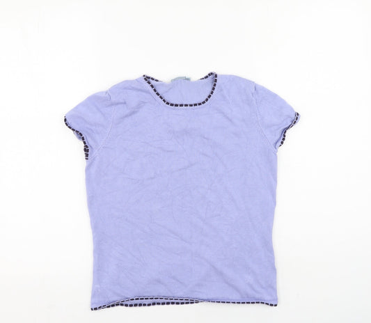 Anne Brooks Womens Purple  Viscose Basic T-Shirt Size 12 Round Neck