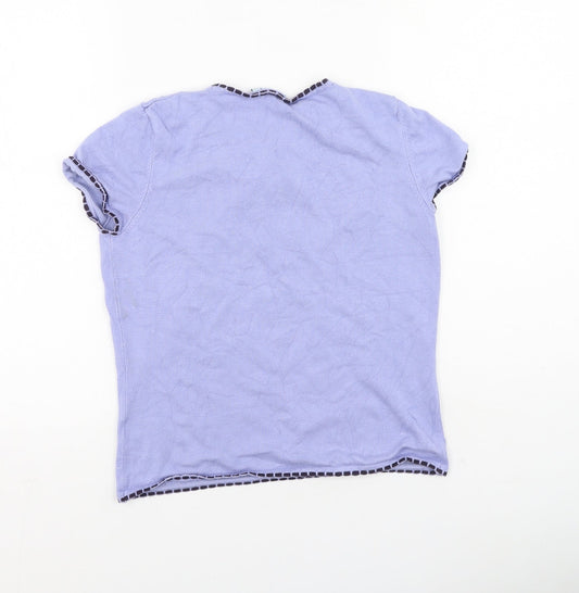 Anne Brooks Womens Purple  Viscose Basic T-Shirt Size 12 Round Neck