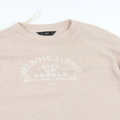 F&F Womens Ivory Round Neck  Polyester Pullover Jumper Size S