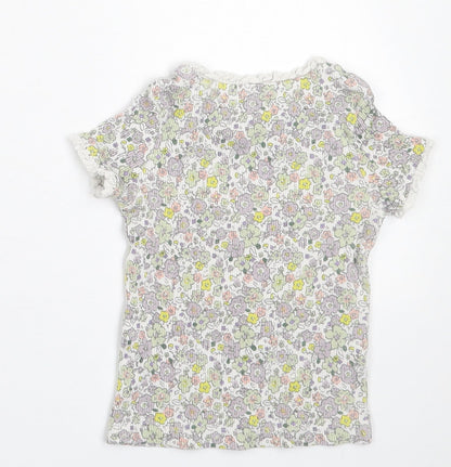 George Girls Multicoloured Floral Cotton Basic T-Shirt Size 2-3 Years Crew Neck Pullover