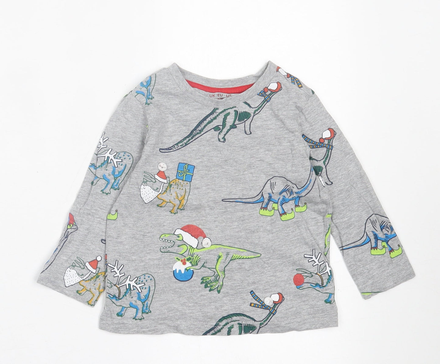 F&F Baby Grey Geometric Cotton Basic Casual Size 18-24 Months Collared Pullover - Christmas Print