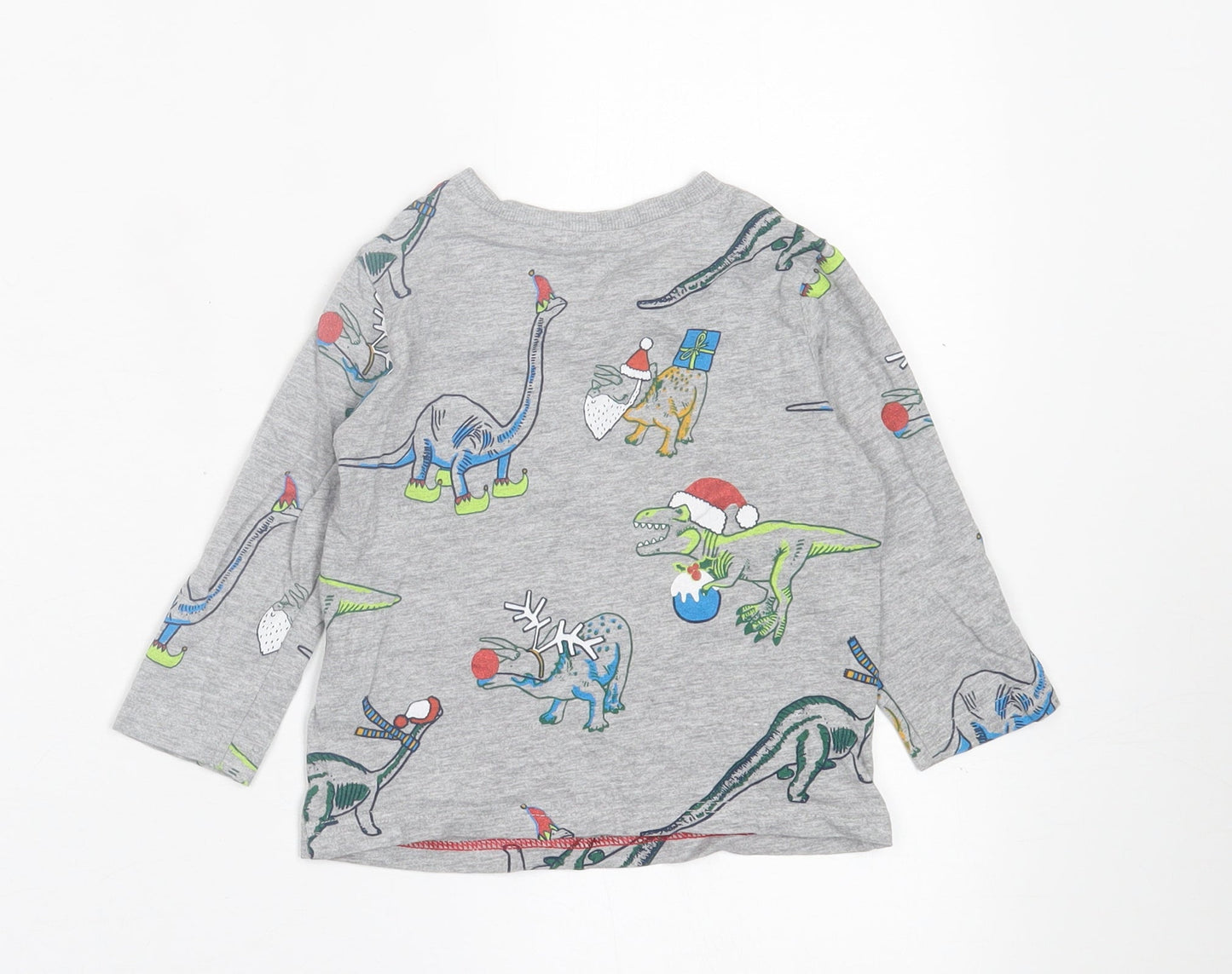 F&F Baby Grey Geometric Cotton Basic Casual Size 18-24 Months Collared Pullover - Christmas Print
