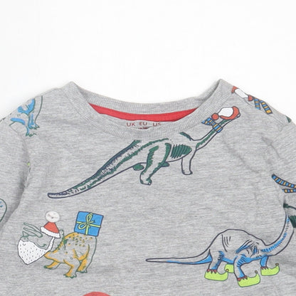 F&F Baby Grey Geometric Cotton Basic Casual Size 18-24 Months Collared Pullover - Christmas Print