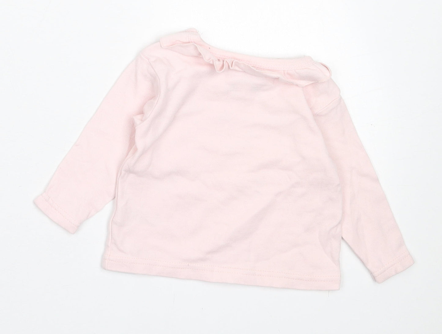 Watch Me Grow Girls Pink  Cotton Basic Casual Size 0-3 Months Crew Neck Pullover