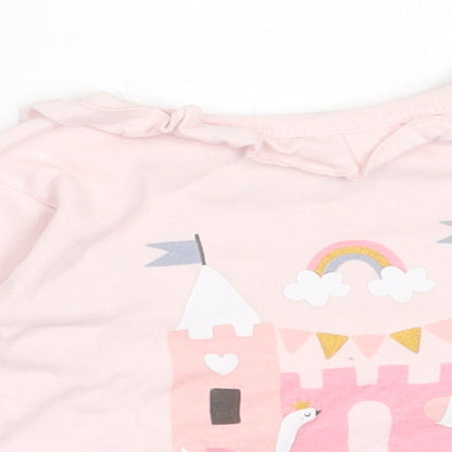 Watch Me Grow Girls Pink  Cotton Basic Casual Size 0-3 Months Crew Neck Pullover