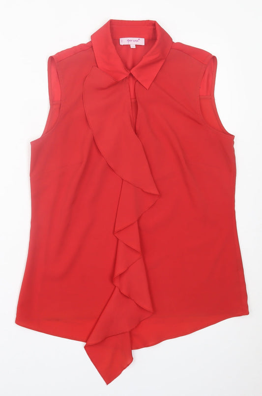 Per Una Womens Red  Polyester Basic Tank Size 12 Collared