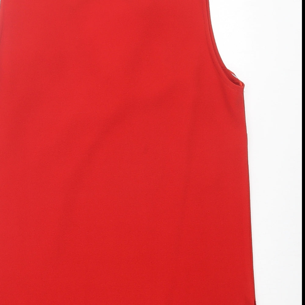 Atmosphere Womens Red  Polyester Basic Tank Size 10 V-Neck