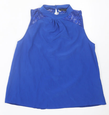 Marks and Spencer Womens Blue  Polyester Basic Tank Size 10 Crew Neck