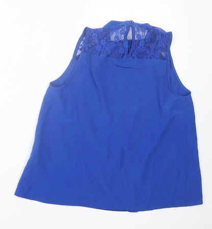 Marks and Spencer Womens Blue  Polyester Basic Tank Size 10 Crew Neck